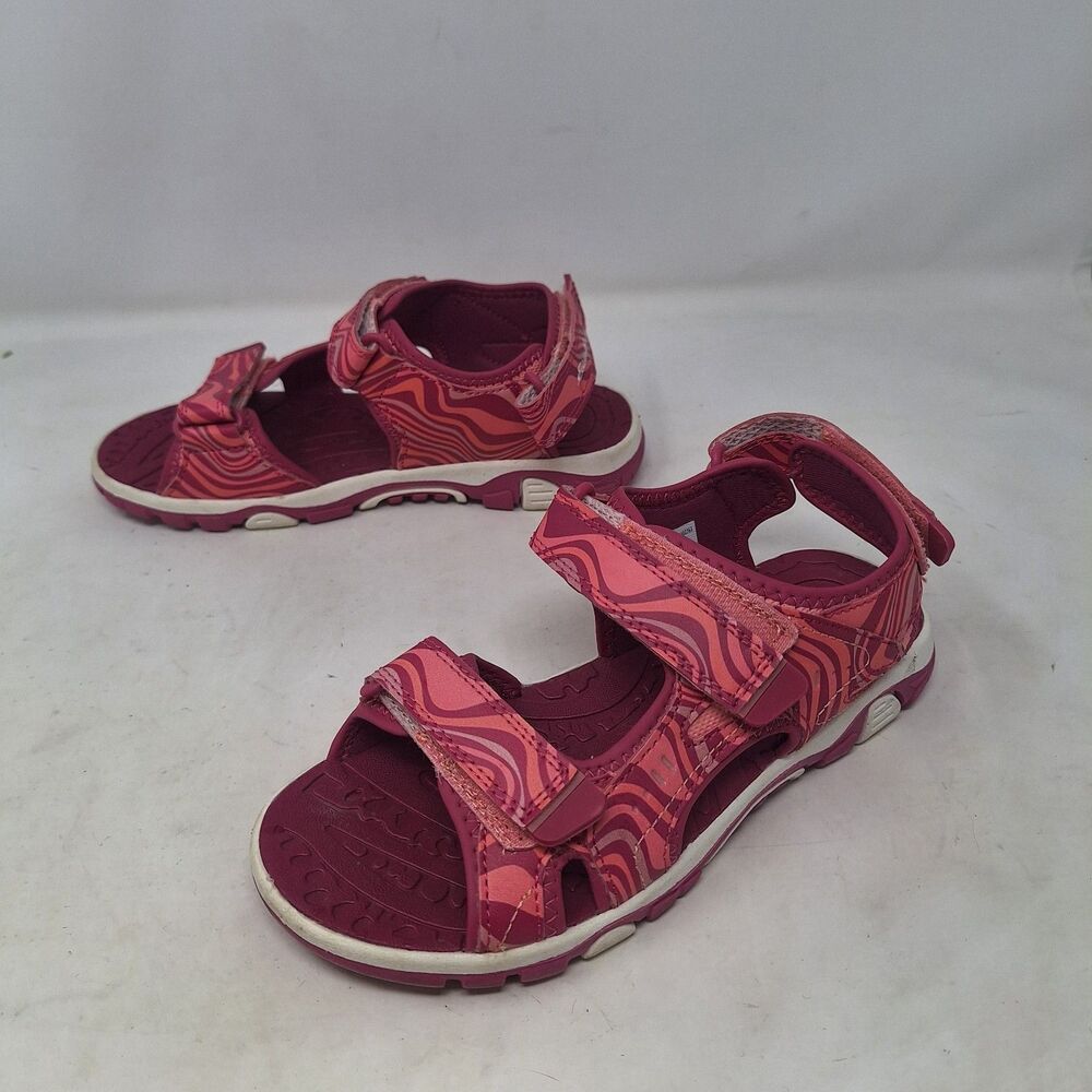 Eddie Bauer Jordan River Pink Waves Sandals Adjustable Straps Sporty Size 4